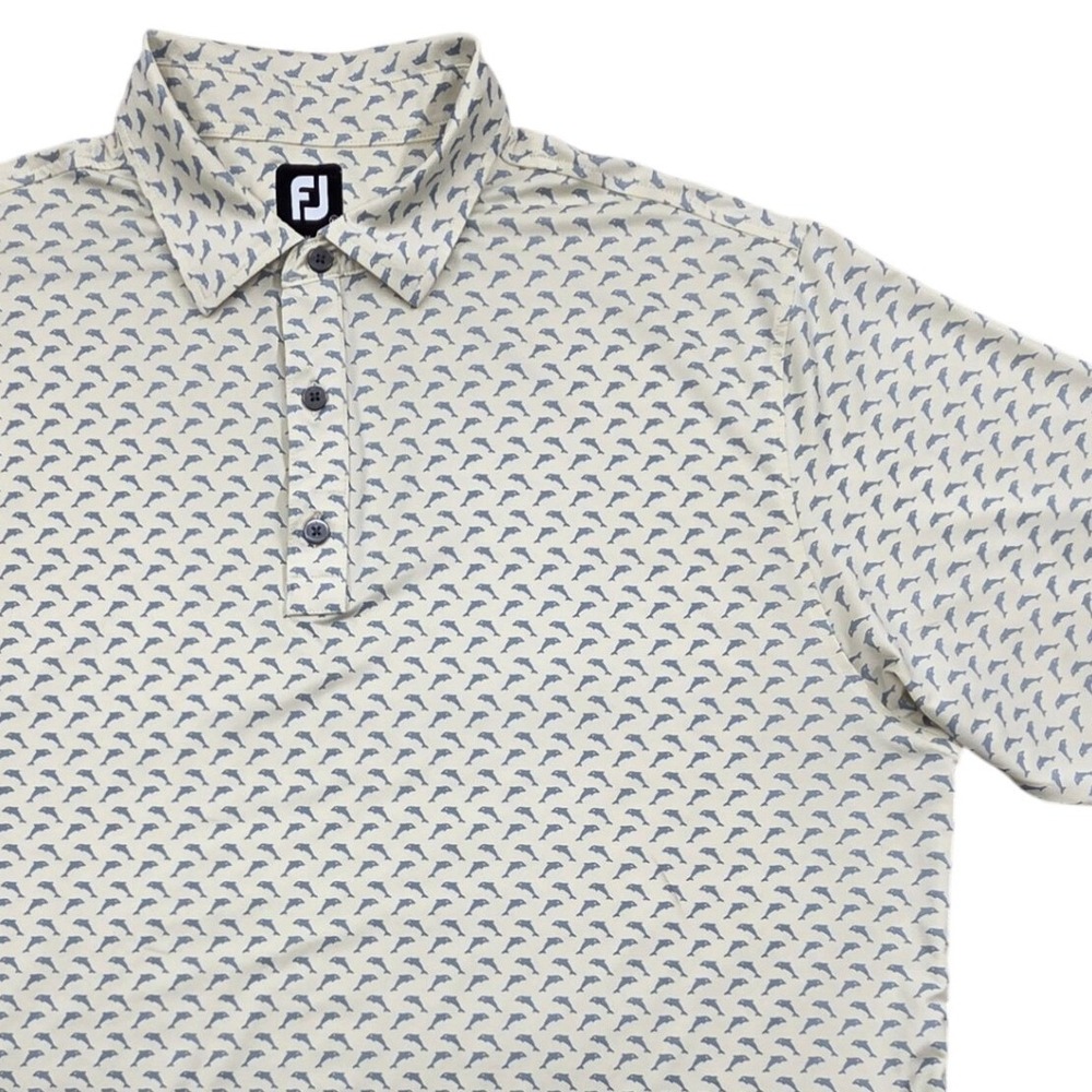 FootJoy Short Sleeve Golf Polo Shirt Dolphin‎ Print AOP Yellow Mens XL